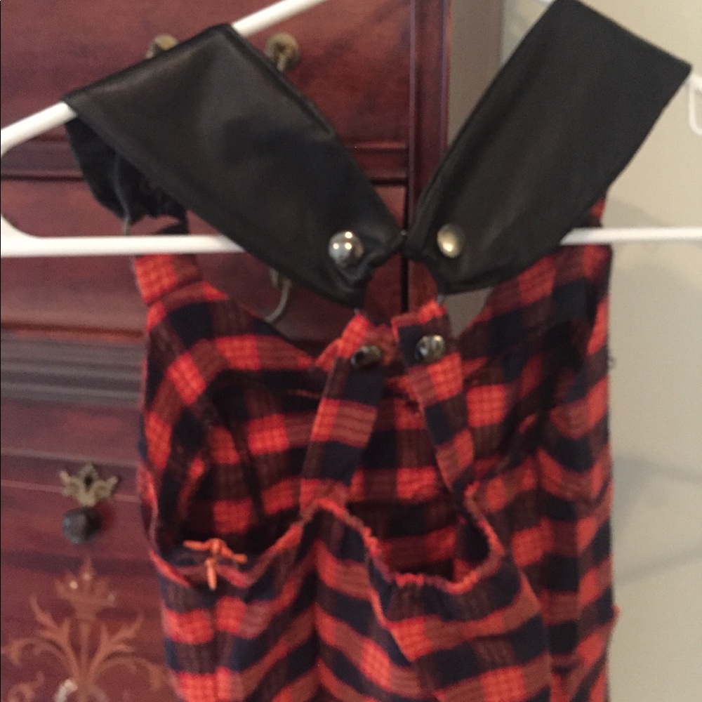 Punk leather and plaid dress